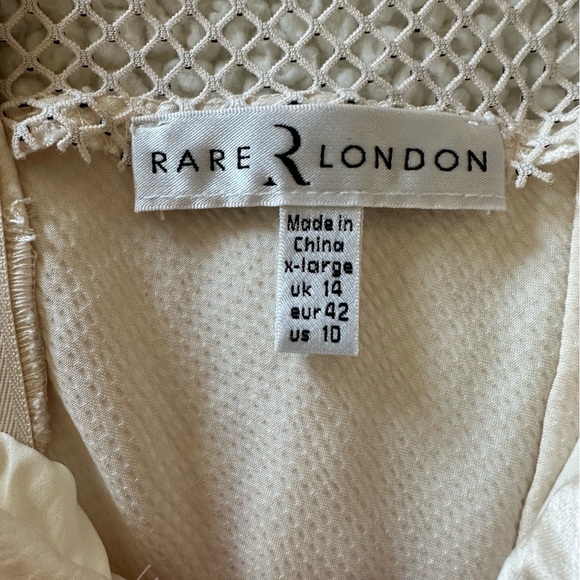 Rare London Diamante Long Sleeve Satin & Mesh Cocktail Minidress - Picture 6 of 6